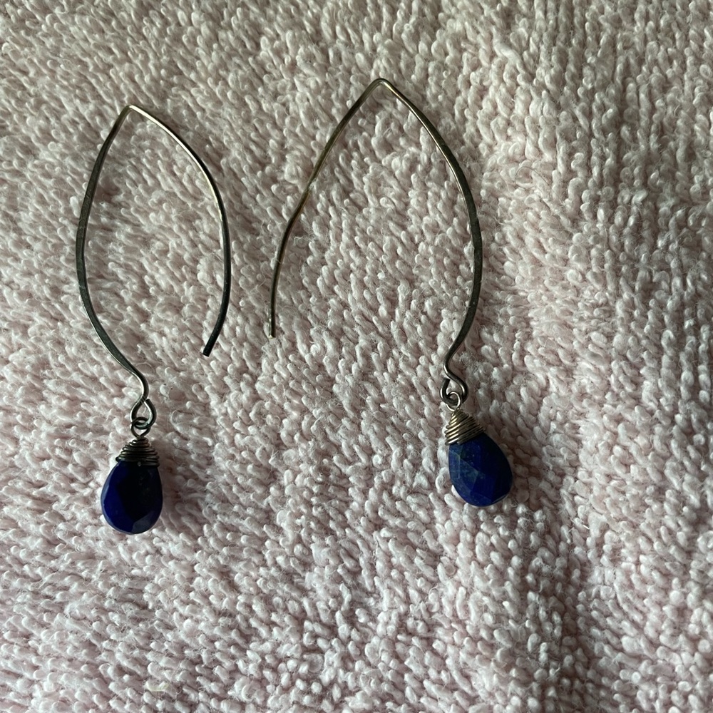 Silver earrings w Blue Accent